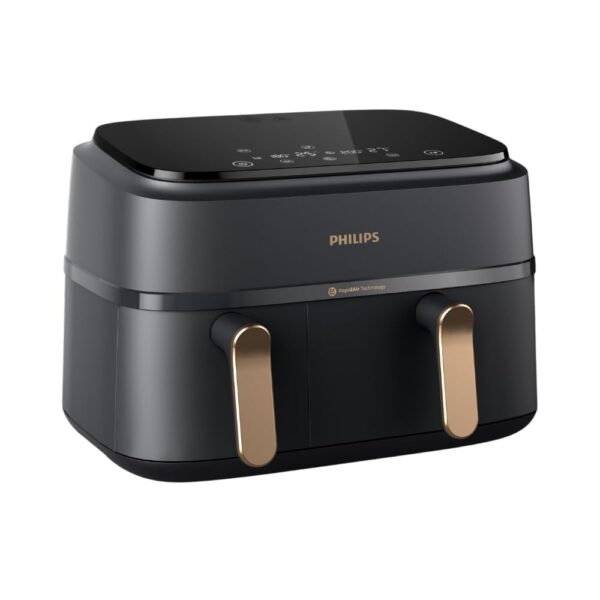 PHILIPS Air Fryer NA352/00 with Rapid Air Technology, 9L capacity, Dual basket (6L & 3L) - Open Box
