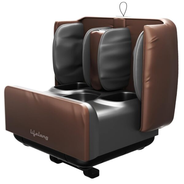 Lifelong 2 - in - 1 Leg & Foot Massager Machine with Foldable Ottoman Rest (Brown)