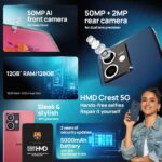 HMD Crest 5G | Segment First 50 MP Selfie Camera | 50 MP Dual Rear AI Camera (Midnight Blue) - Open Box - Image 2