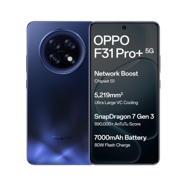 Oppo F31 Pro+ 5G (Gemstone Blue, 8GB RAM, 256GB Storage)- SEALED PACK