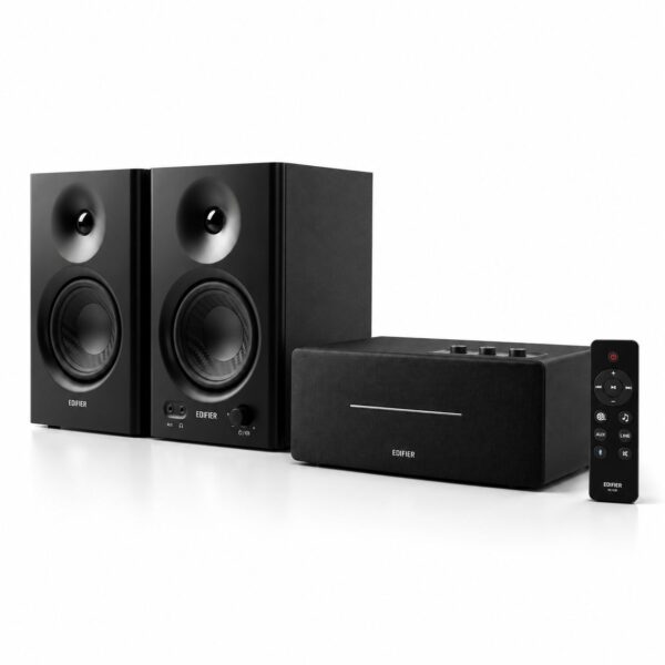 Edifier Mr4 Powered Studio Monitor 42w RMS + Edifier D12 Desktop Stereo Speaker 70w RMS (Black) - Open Box