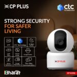 CP PLUS CP-E25Q 2MP Full HD Wi-Fi CCTV Camera for Home with Motion Tracking | Smart Detection Suite | Night Vision | Cloud Recording | View & Talk | Supports OK Google | CTC Cyber Secure - Sealed Pack - Image 2