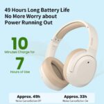 Edifier W820NB Hybrid Active Noise Cancelling Headphones - Hi-Res Audio - 49H Playtime - Wireless Over Ear Bluetooth Headphones for Travel/Home/Office- (White) - Open Box - Image 5