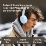 Edifier W820NB Hybrid Active Noise Cancelling Headphones - Hi-Res Audio - 49H Playtime - Wireless Over Ear Bluetooth Headphones for Travel/Home/Office- (White) - Open Box - Image 7